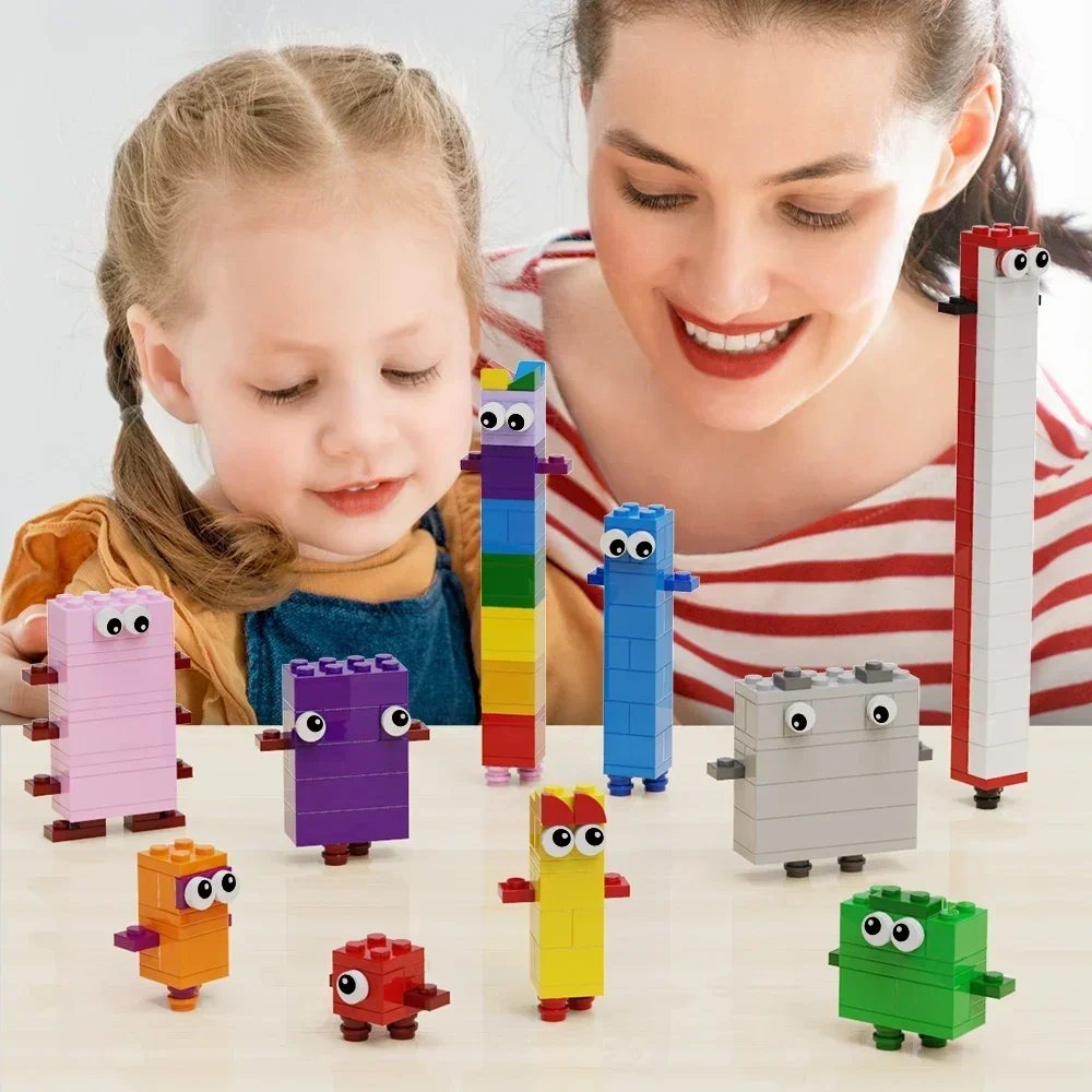 MOC จํานวนอาคารอิฐหนึ่งถึงสิบคณิตศาสตร์ดิจิตอลเปลี่ยน DIY บล็อกการศึกษาเดสก์ท็อปเครื่องประดับของเล่นเด็กของขวัญวันเกิด