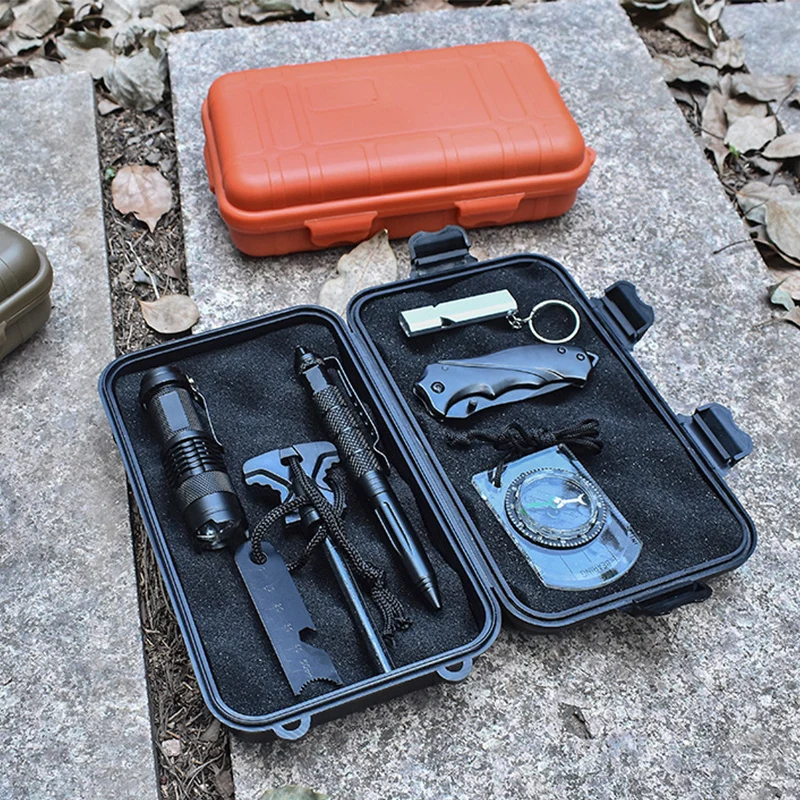 Caja de Kit de supervivencia al aire libre, herramienta grande, a prueba de golpes y a prueba de presión, impermeable y a prueba de caídas, caja sellada, caja de almacenamiento de supervivencia salvaje