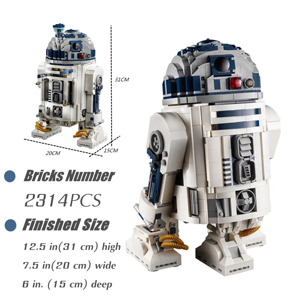 2314 Uds. Robot espacial bloques de construcción R2 Robot R2D2 modelo de figuras juguete para niños chico regalos de cumpleaños y Navidad