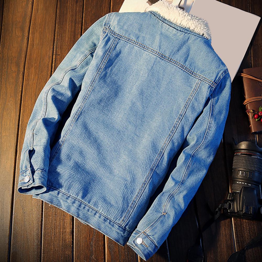 Männer Winter Herbst Jacke Denim Innere Fleece Verdicken Winter Jeans Jacke Mantel männer drehen-unten Samt Jacke Herren pelz Parkas