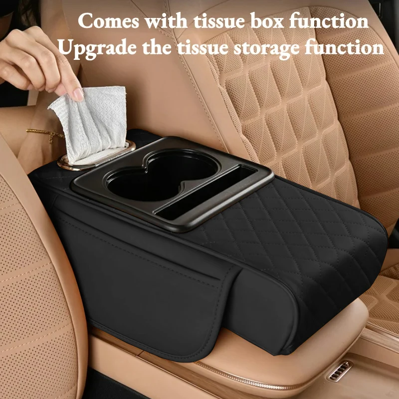 Cojín para reposabrazos de consola central automática con 2 portavasos, almohadilla elevadora para reposabrazos, funda de almohada Amrest para todas las estaciones
