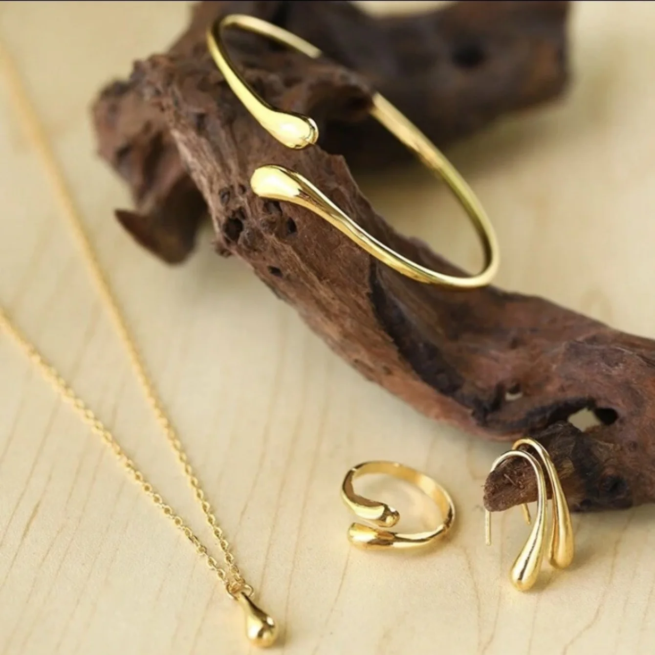 Moda lágrima conjunto de jóias para mulheres simples anel colar pulseira brincos conjunto adequado para festa de noivado presente jóias