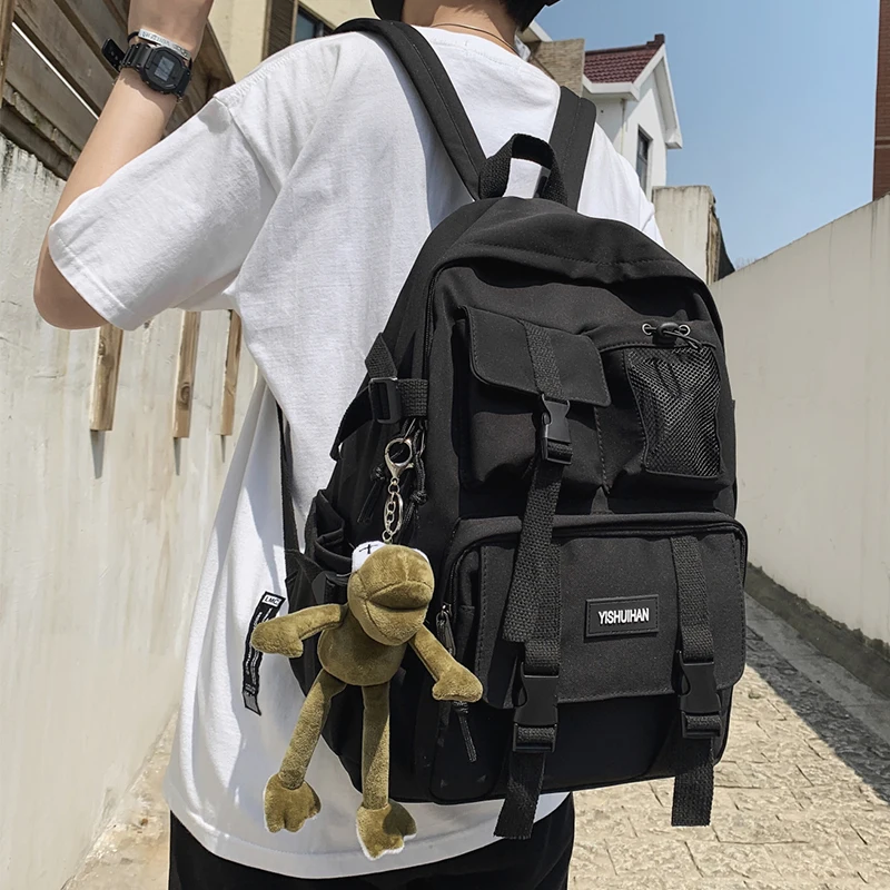 2025 unisex plecak szkolny czarny nylonowy zabezpieczenie przed kradzieżą duży plecak na laptopa dla studentów Sweethearts Casual Travel Chic koreański Mochilas