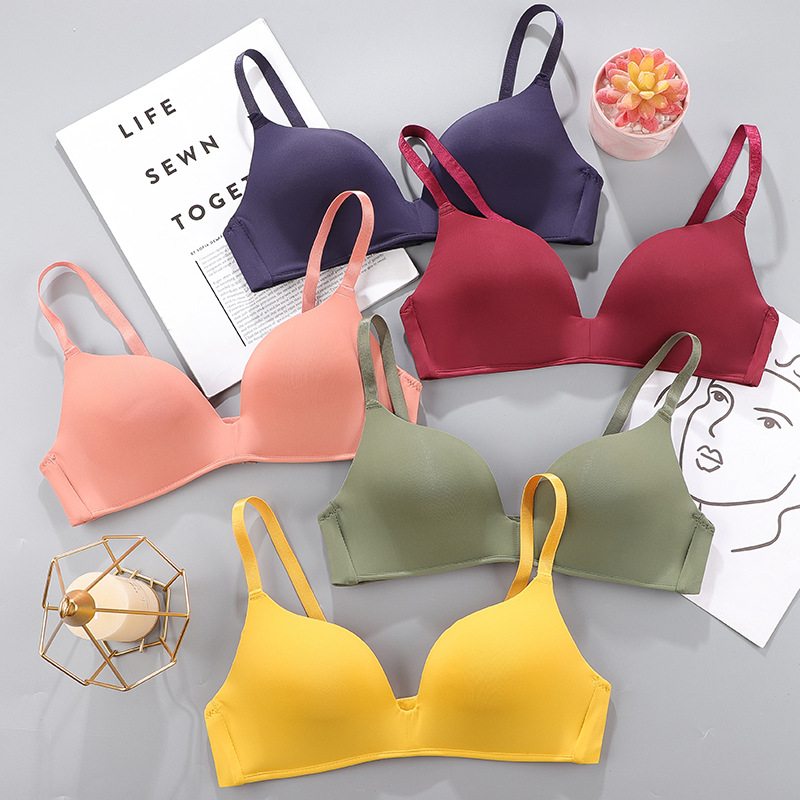 Sujetador sin costuras para mujer, ropa interior Sexy sin aros, ropa interior push-up para niñas y estudiantes, sujetadores finos transpirables de 10 colores, sujetador para mujer transpirable recogido