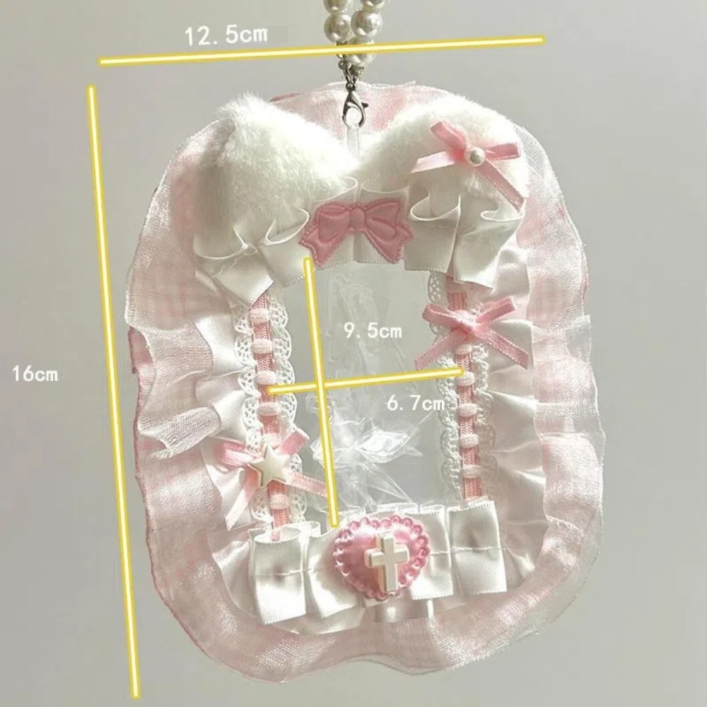 Zoete DIY pluche kaarthouder met lint Anime Lace Photocard Case Lolita Idol Display Photo Protector Case Card