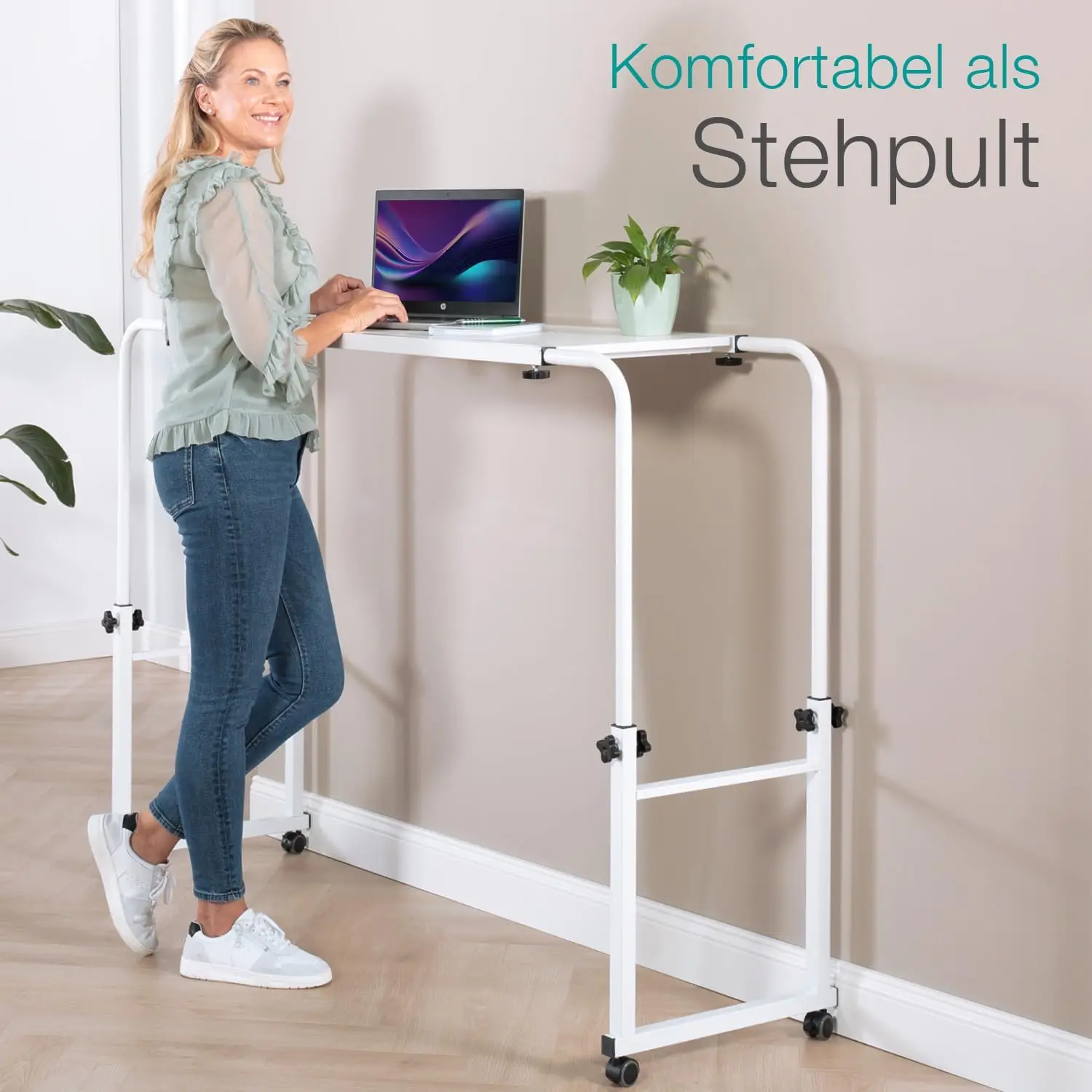 höhenverstellbar/breitenverstellbar, Overbed Table, Mobiler Schreibtisch, Pflegetisch, Laptop-Tisch, Bettbeistelltisch, Width11