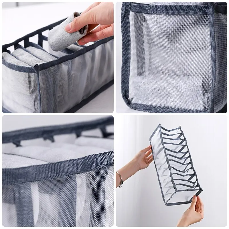 Organizer per calzini pieghevole per biancheria intima a 6/7/11 scomparti con divisori Mini Organizer per vestiti
