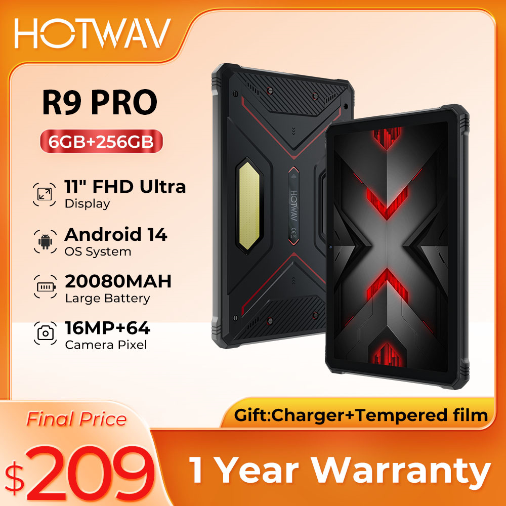 2024 original HOTWAV R9 Pro tabletas resistentes Android 14 11 "FHD + 20080Mah tableta 16MP + 64MP cámara 6GB + 256GB Camping luz ipad