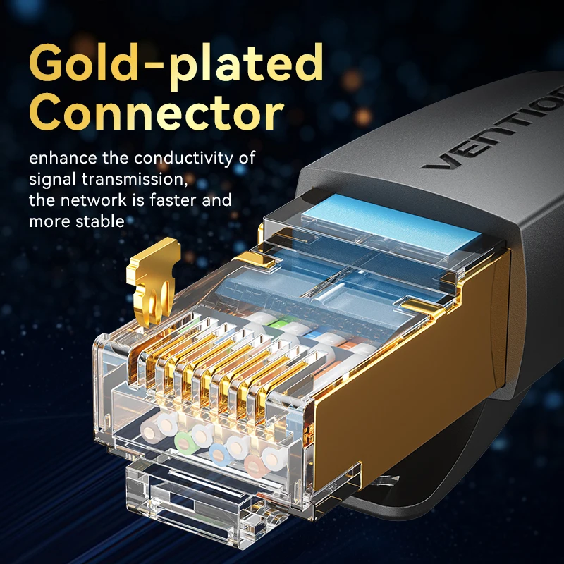 Vention CAT8 Ethernet Cable 40Gbps 2000MHz CAT 8 Networking Cotton Braided Internet Lan Cord for Laptops PS 5 Router RJ45 Cable