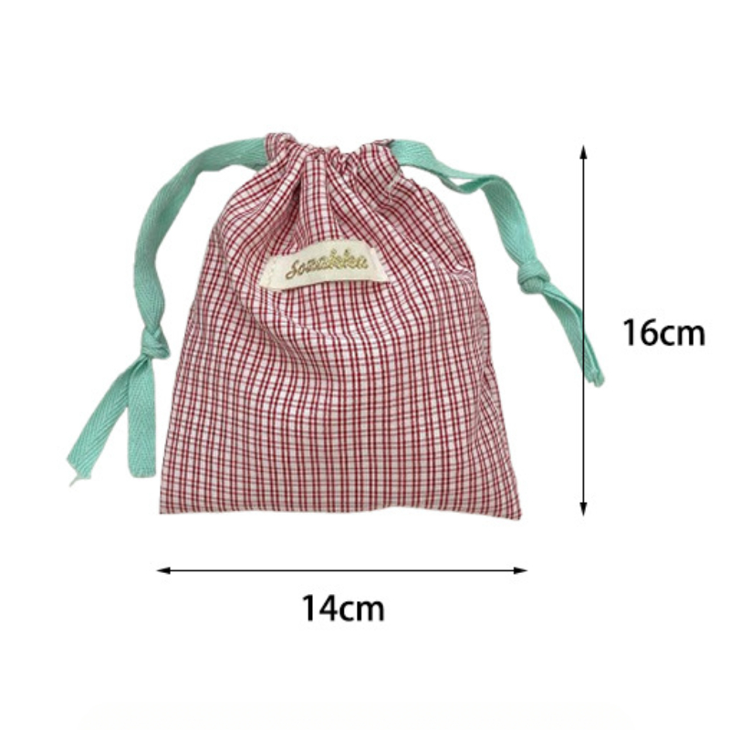 New Plaid Storage Drawstring Bag Women Cosmetics Lipstick Storage Pouch Cute Makeup Bag Christmas Gift Candy Jewelry Organizer