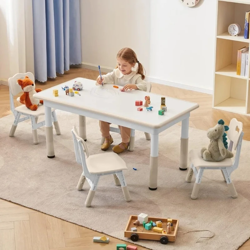 Toddler Table Baby Desk Height-Adjustable Graffiti Desktop Children Activity Children's Bookshelf Multifunctional Table Kids