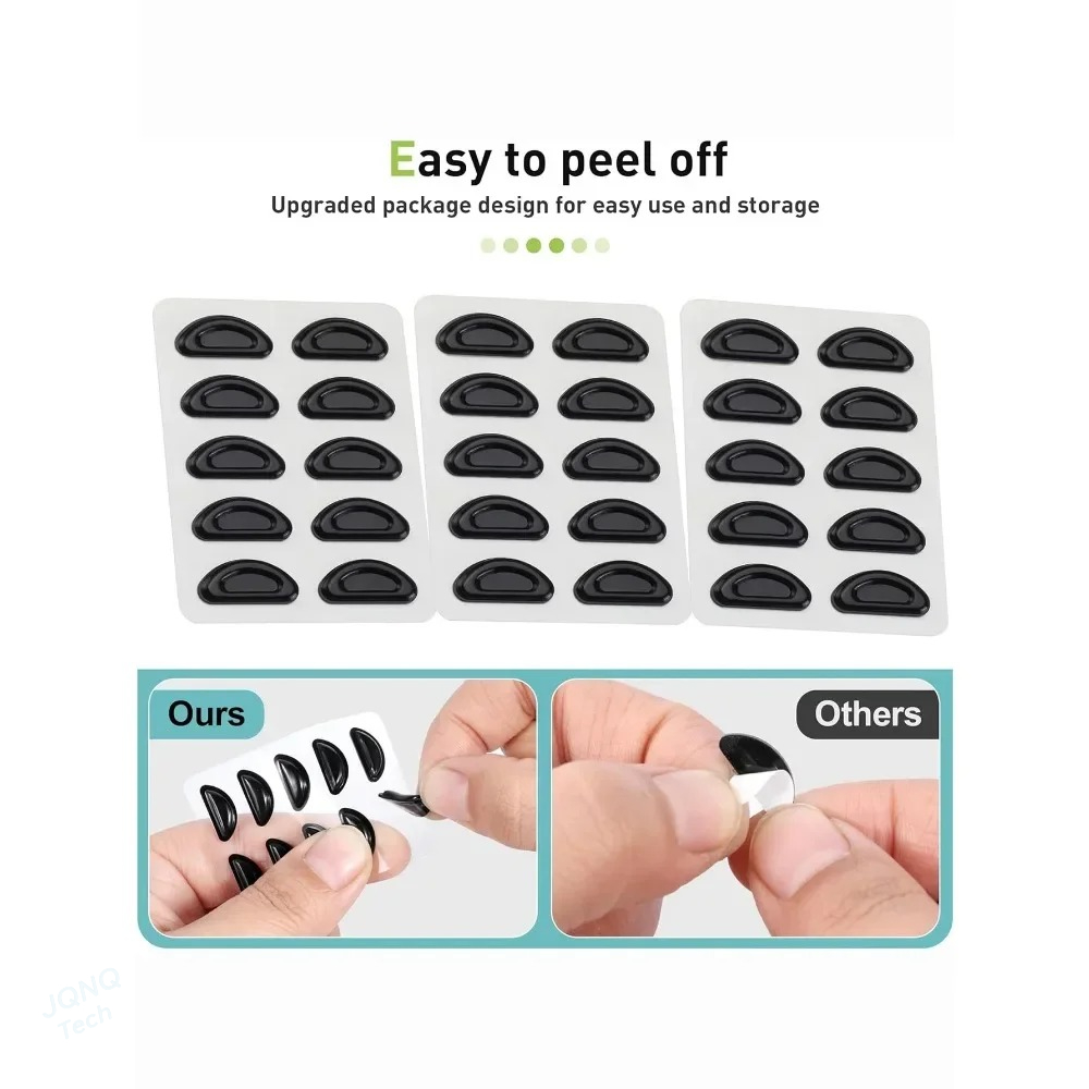 5 Paar rutschfeste Nasenpads für Brillen, weiche Silikon-Klebstoff-Nasenpads für Brillen mit Kunststoffrahmen, Sonnenbrillen (schwarz/weiß)