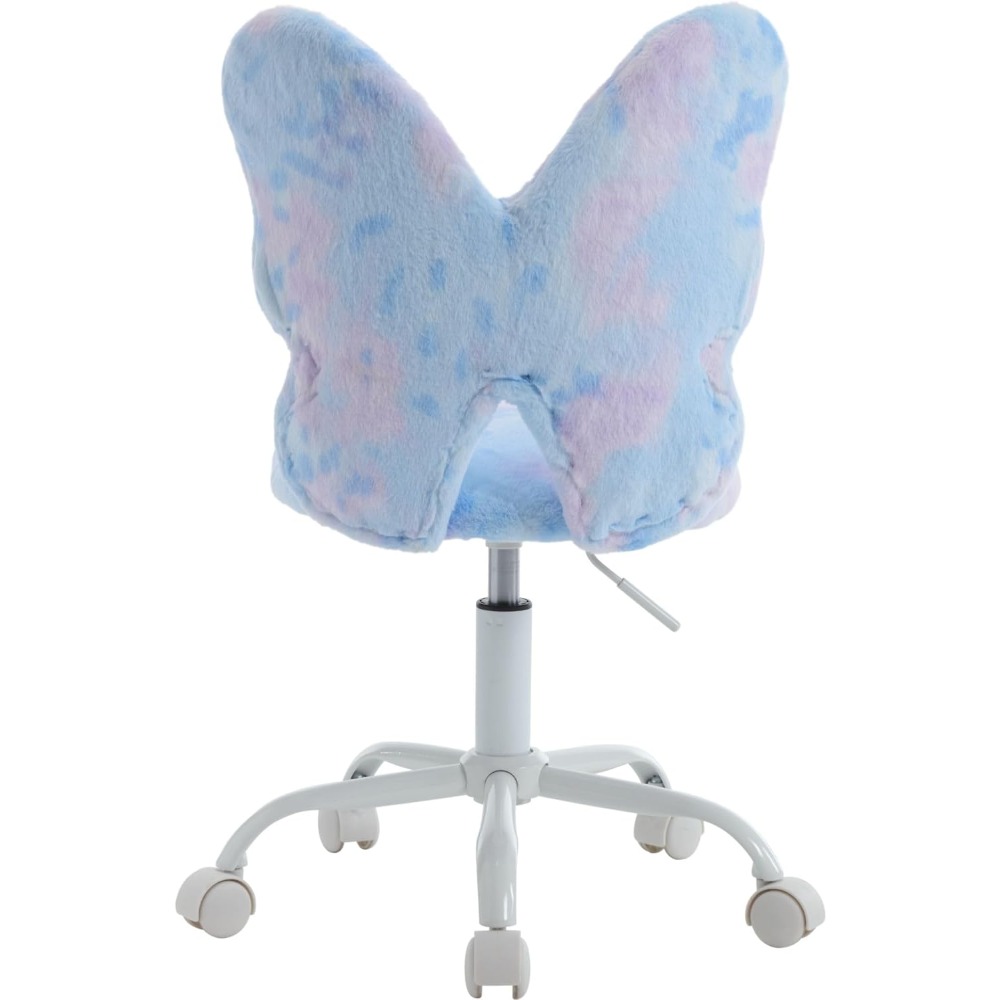 Butterfly Kids Desk & Chair - Adjustable, Swivel, Furry, Blue - Home, Bedroom, School, Dorm