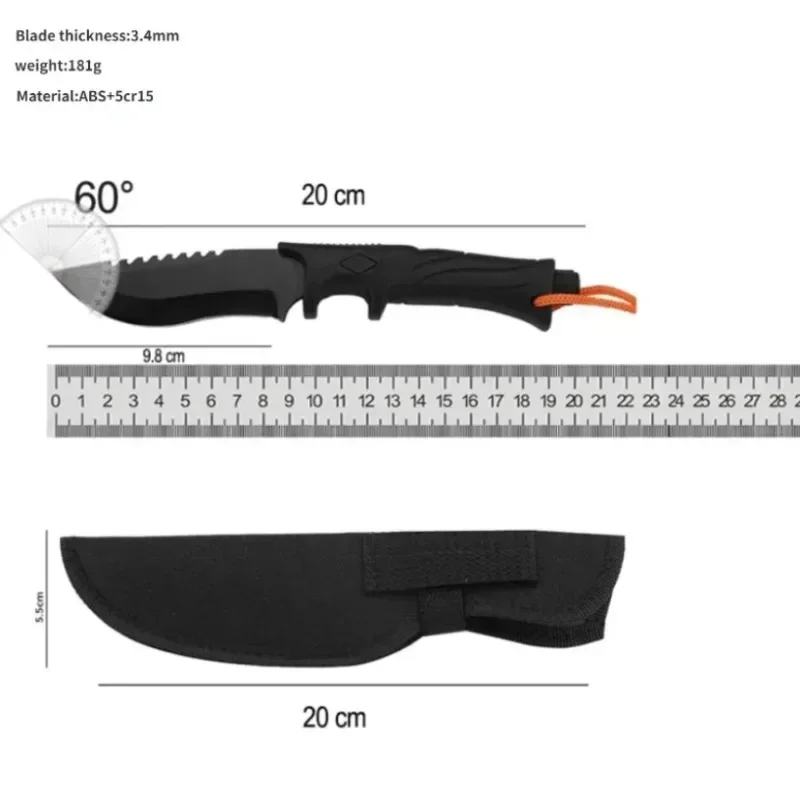 Cuchillo cortador de carne de alta dureza, cuchillo para fruta, EDC conveniente con chaqueta, hoja fija, cuchillo de corte multiusos y cuchillo para barbacoa