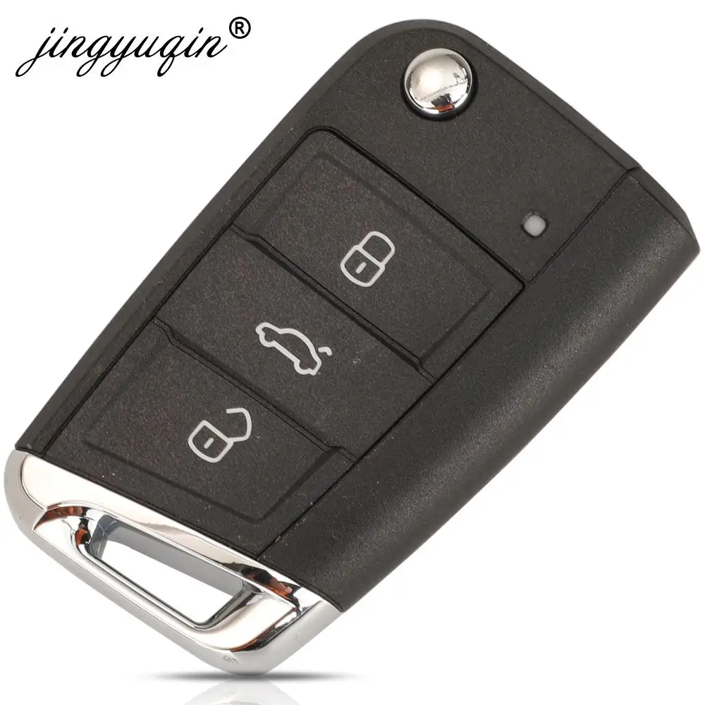 Jingyuqin capa original de chave dobrável com 3 botões, para golf 7 sportsvan gti mk7 skoda octavia a7, substituição de assento