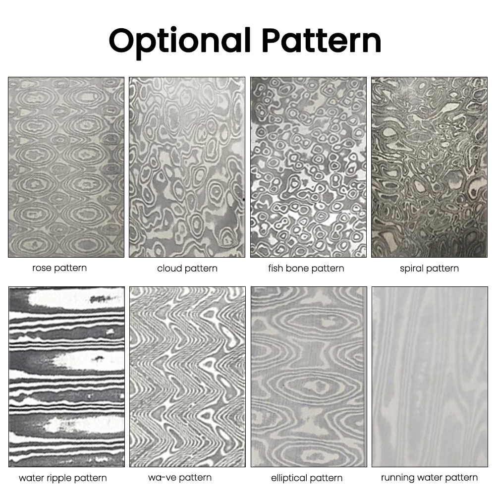 Damascus Steel Billet Patterned Steel Cutter Embryo Forging Materials Quenched Smoothed for Cutter Wa-ve Cloud Rose Pattern