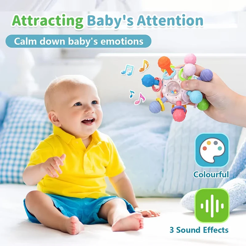 Sonajeros de juguete para bebés, mordedor sensorial para recién nacidos, juegos de desarrollo para bebés, juguetes educativos para bebés de 0 a 6 y 12 meses