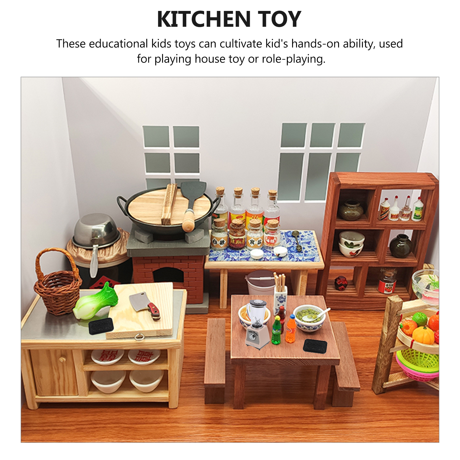 Espremedor elétrico miniatura modelo brinquedo para crianças, liquidificador para Dollhouse, casa de bonecas de plástico, acessórios de cozinha