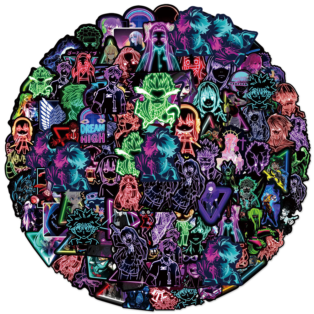 10/30/50/100 unidades de néon ‌ Meu Herói Academia ‌   Ataque em titã mix anime adesivos laptop telefone carro adesivo decorativo à prova d'água brinquedo