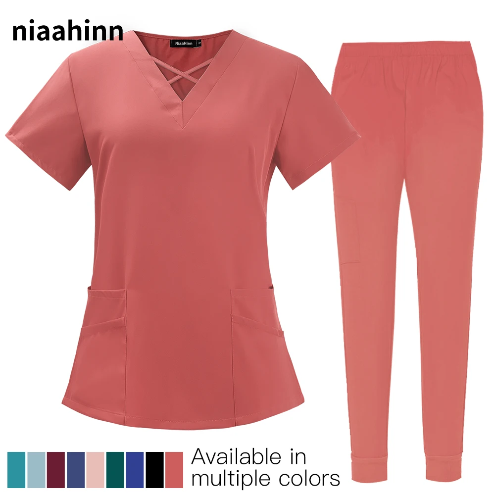 Thông Tẩy Tế Bào Chết Dưỡng Đồng Phục Dành Cho Nữ Bác Sĩ Gây Mê Set Áo Sơ Mi Và Quần Jogger Vải Mỏng Phòng Điều Hành Bác Sĩ Bảo Hộ Lao Động