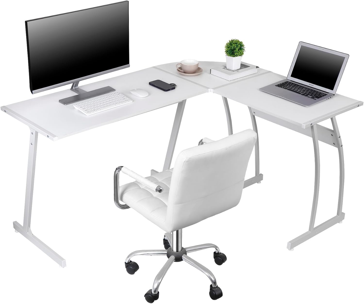 L-Shaped Corner Desk Computer Gaming Desk - Modern Home PC Table Office Writing Workstation