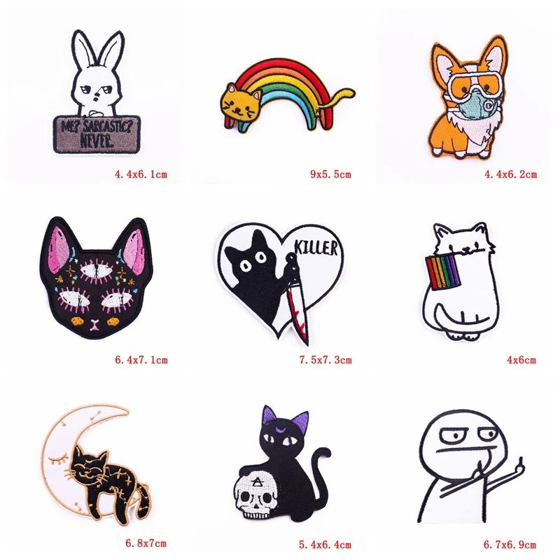 10PCS kartun hewan Patch menjahit pakaian termoadhesif Patch pada pakaian katak kucing Embroidey Patch besi pada Patch untuk pakaian