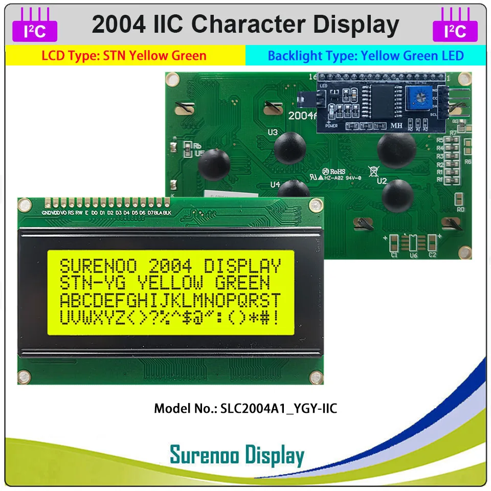 Seriale IIC I2C TWI 2004 204 20*4 Schermo del pannello di visualizzazione del modulo LCD con caratteri inglesi e giapponesi per Arduino