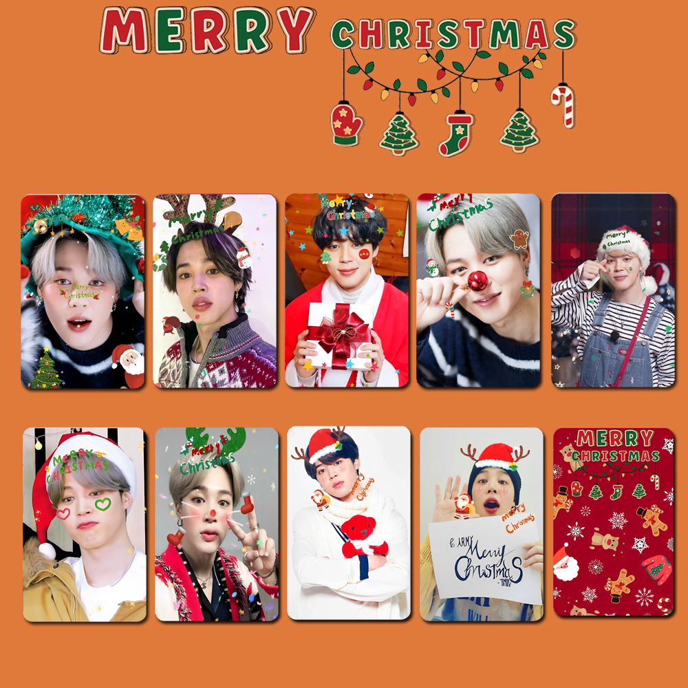 9 ピース/ロットメリークリスマス Kpop フォトカードホログラフィックレーザー写真プリント写真ポストカードファンのためのギフト Accessoires グッズ
