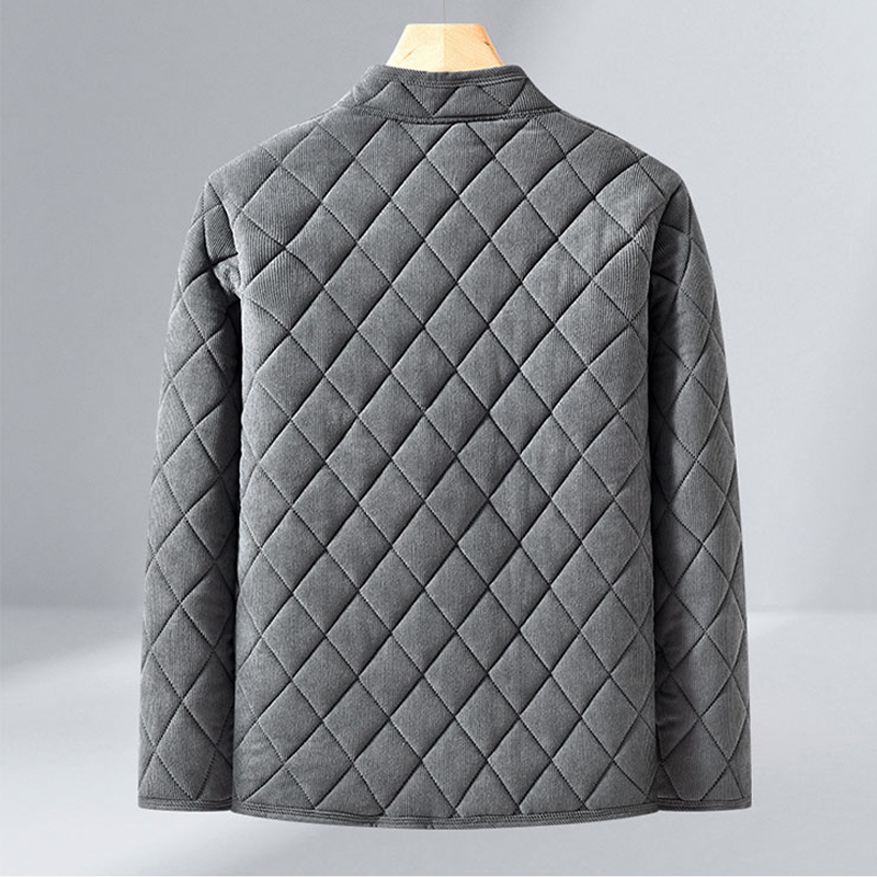 Mens Winter Jacket Windproof Thickened Padded Jacket Casual Diamond Warm Fleece Lined Coat Middle-Aged Dad's Solid Outdoor Wear