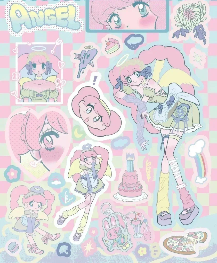 Cute Equal Replacement Stickers Ins Style Hot Girl Laser Character Girl Stickers Ins High Value DIY Matching