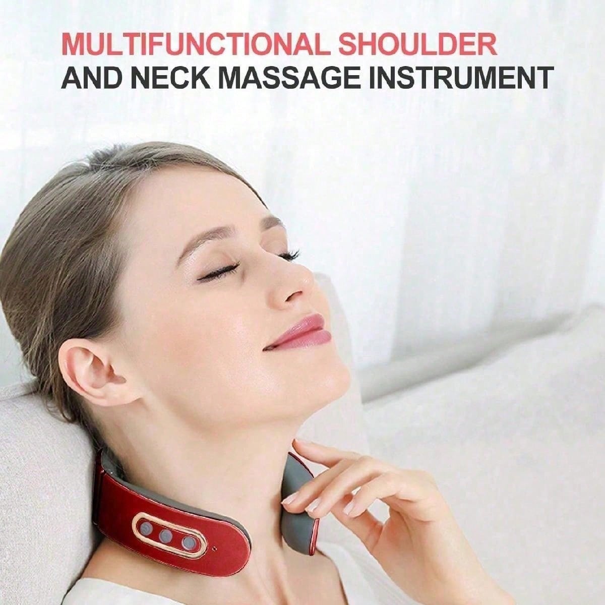 Massageador elétrico de pescoço, massageador de pescoço com aquecimento de pulso EMS inteligente, relaxamento de pescoço e alívio da dor