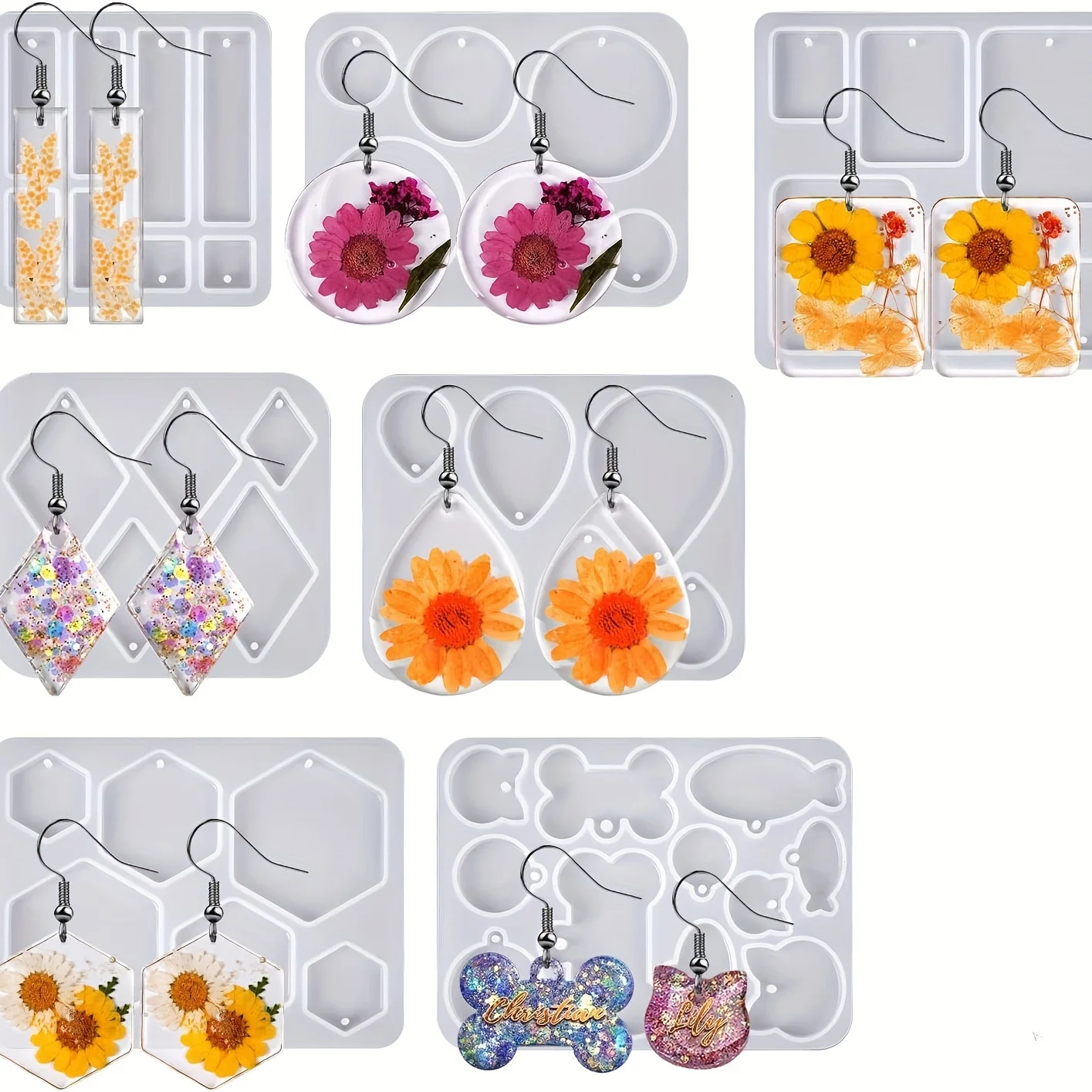 DIY Tröpfchen Quadrat Ohrringe Formen mit Loch Kristall Epoxidharz Gussform für Schlüsselanhänger Halskette Anhänger Charms Schmuck Werkzeug
