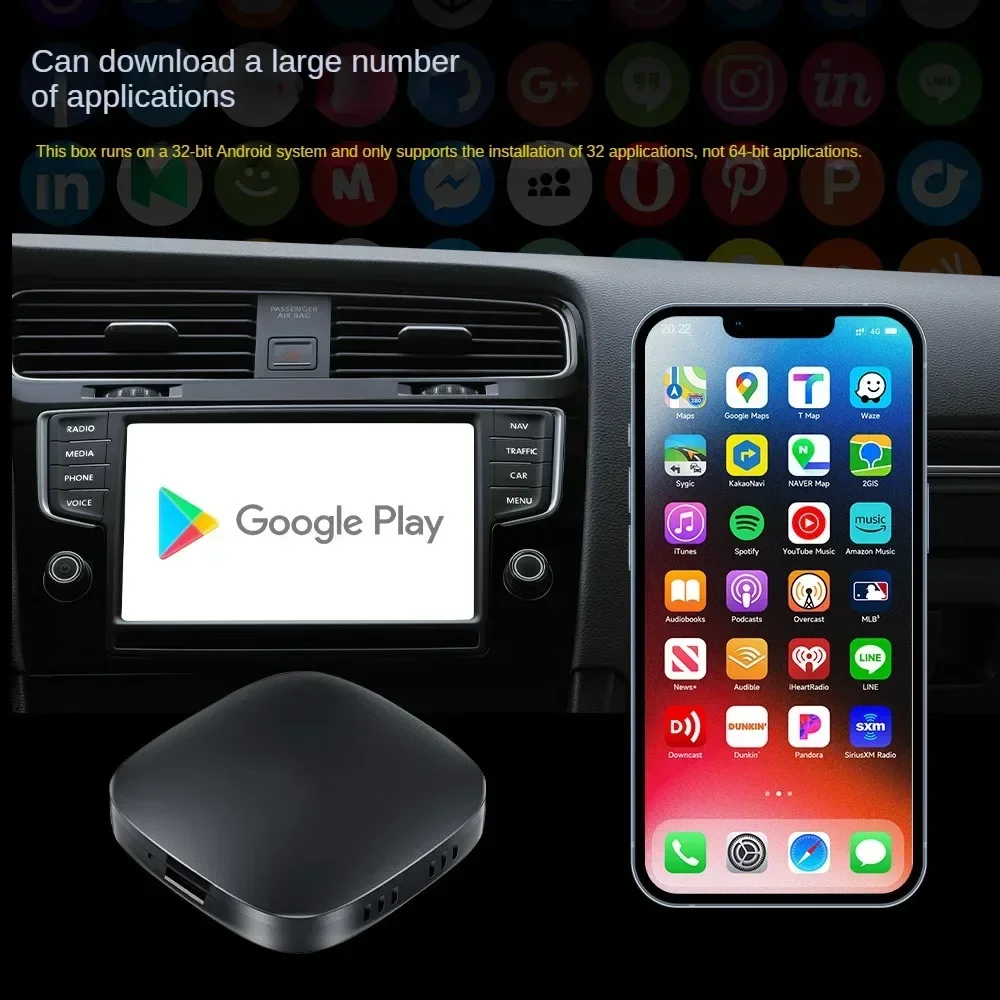 2024 nuevo CarPlay TV Ai Box Android13 Tv Box compatible con Netflix YouTube inalámbrico Carplay Android Auto adaptador para Carplay con cable