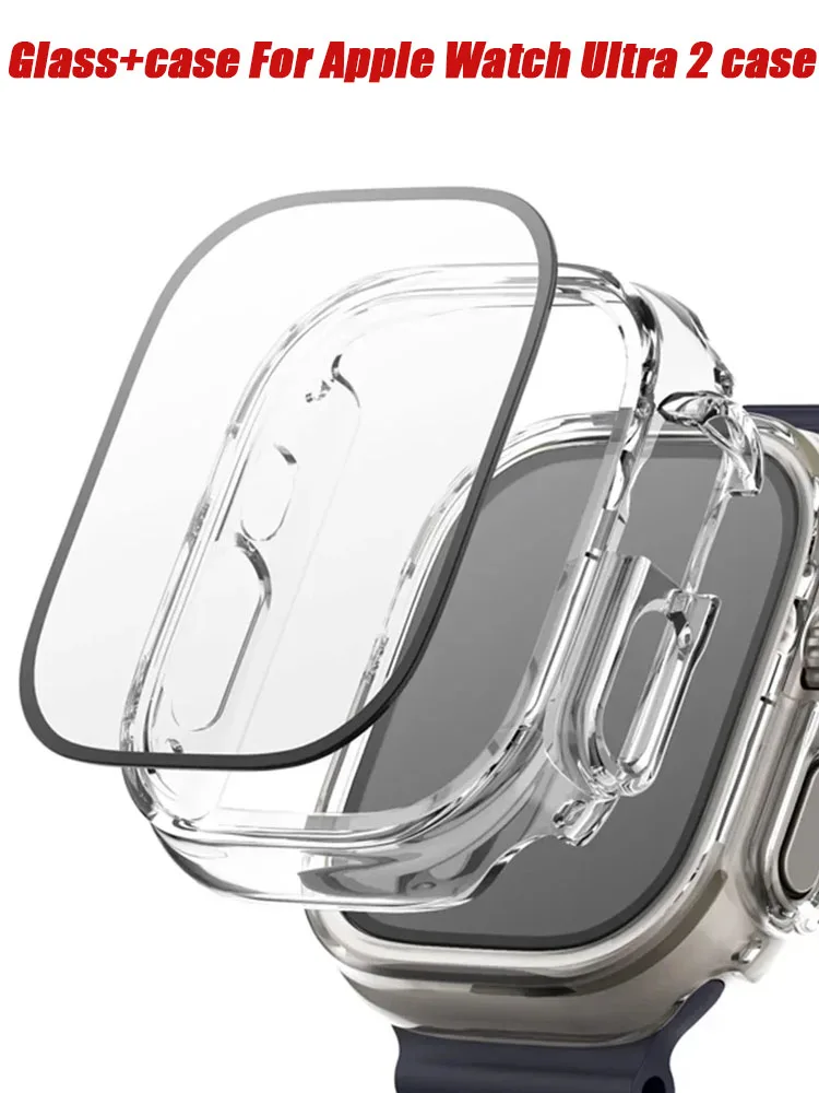 แก้ว + กรณีสําหรับ Apple Watch Ultra 2 กรณี 49 มม.smartwatch PC กันชน + ป้องกันหน้าจอกระจกนิรภัย iWatch Series band อุปกรณ์เสริม