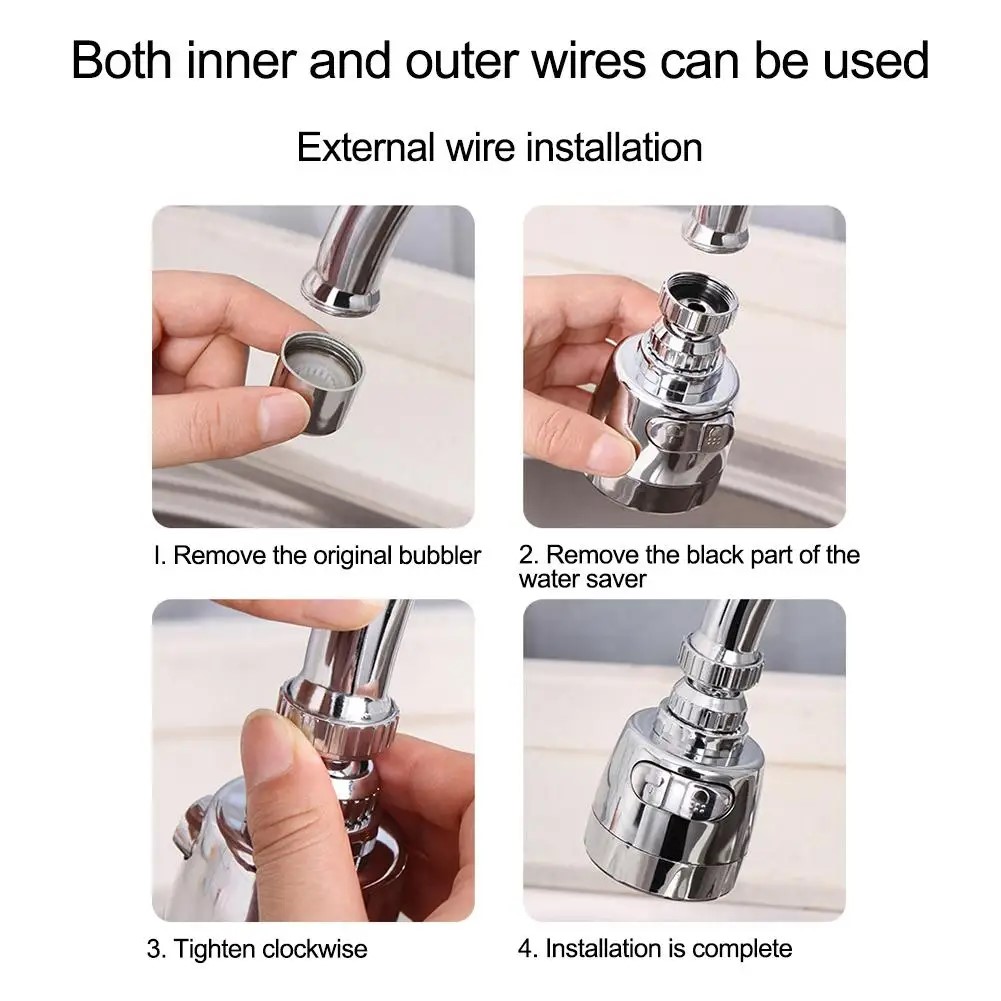 Kitchen Faucet Adapter Shower Head Bathroom Water Saving Tap Splash Filter Bubbler Aerator Universal Rotatable Diffuser Nozzle