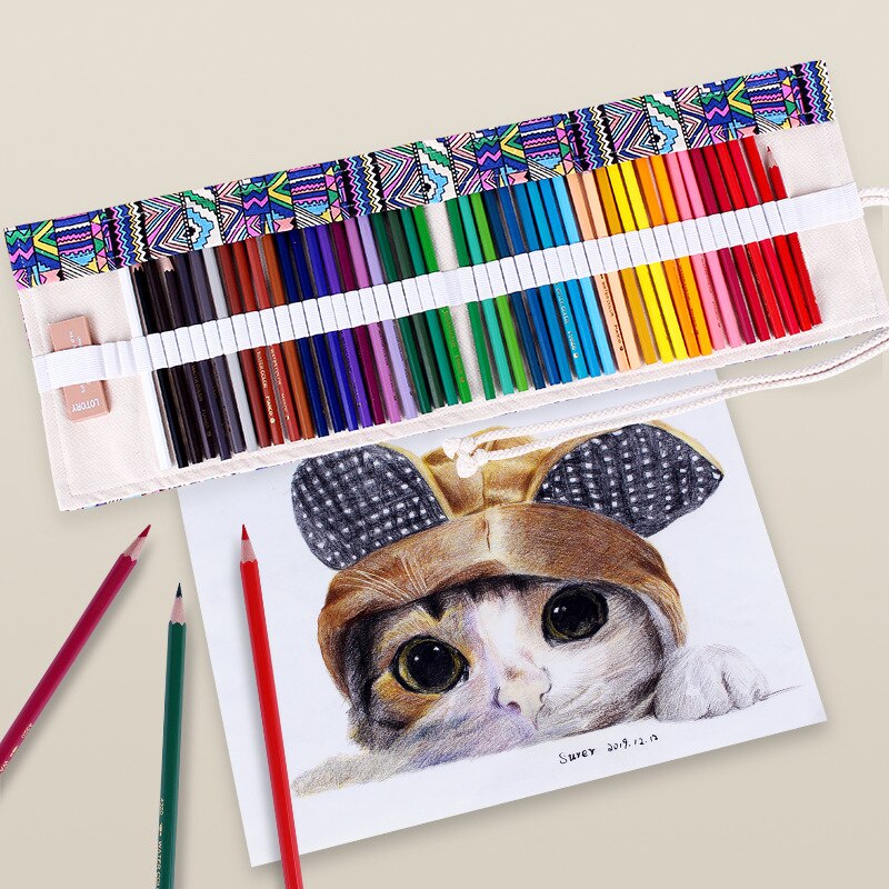 กล่องดินสอศิลปะสีม้วน48รูอุปกรณ์สำหรับนักเรียนน่ารักอุปกรณ์สำหรับทาสีแปรงปากกากระเป๋าใส่ดินสอน่ารัก