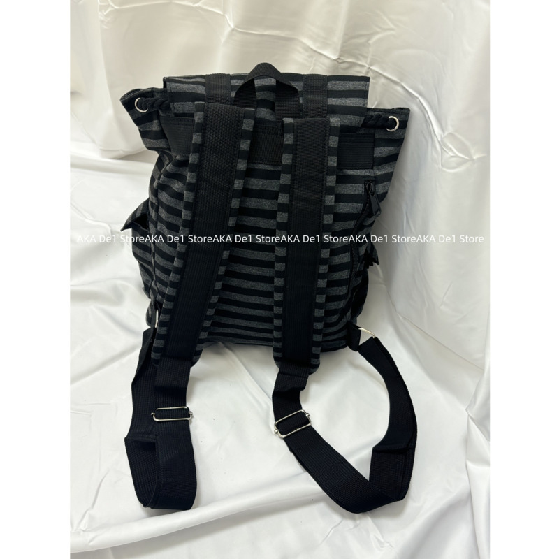 2024 New Striped Korean Casual Backpacks Drawstring Y2k College Student Bags Large Capacity Versatile Backpacks Women's Bags