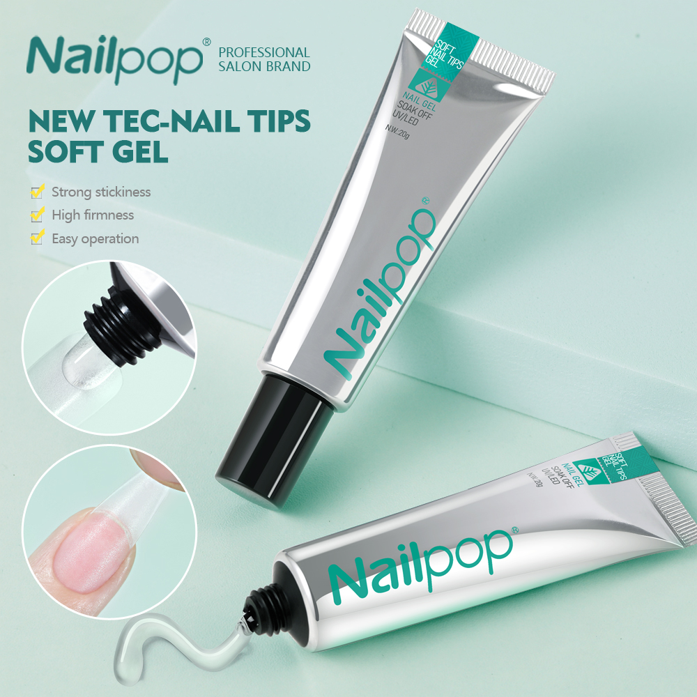 Nailpop pro dicas de unhas macias gel cola 20g adesivo unhas falsas de longa duração embeber fora uv gel unha polonês manicure produtos para unhas