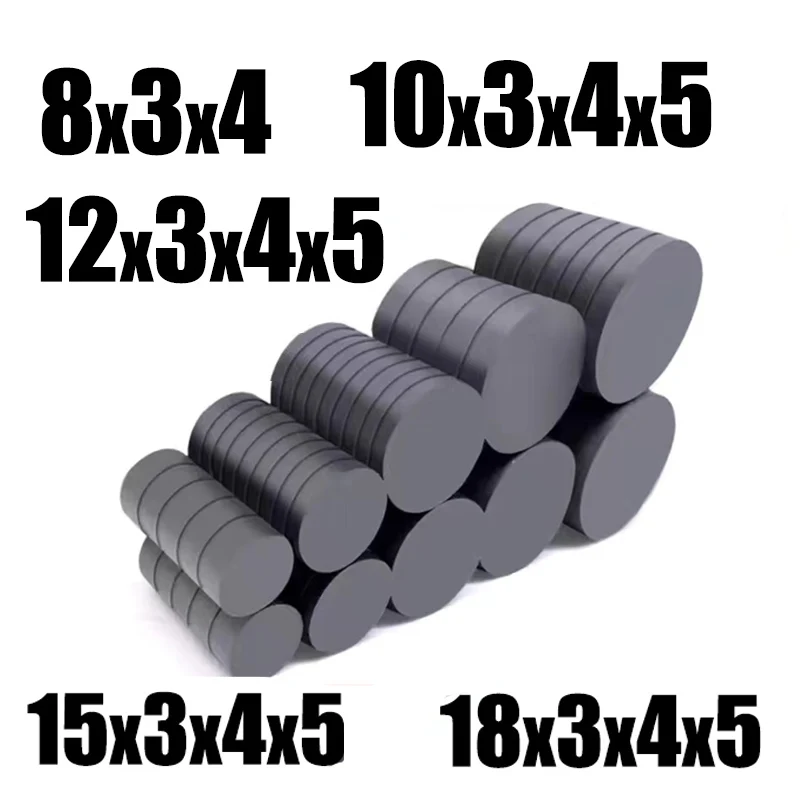 10x3 10x4 10x5 15X3 15X4 15X5mm imán redondo pequeño negro imán de ferrita para nevera imán de altavoz redondo imán permanente 8X3 8X4