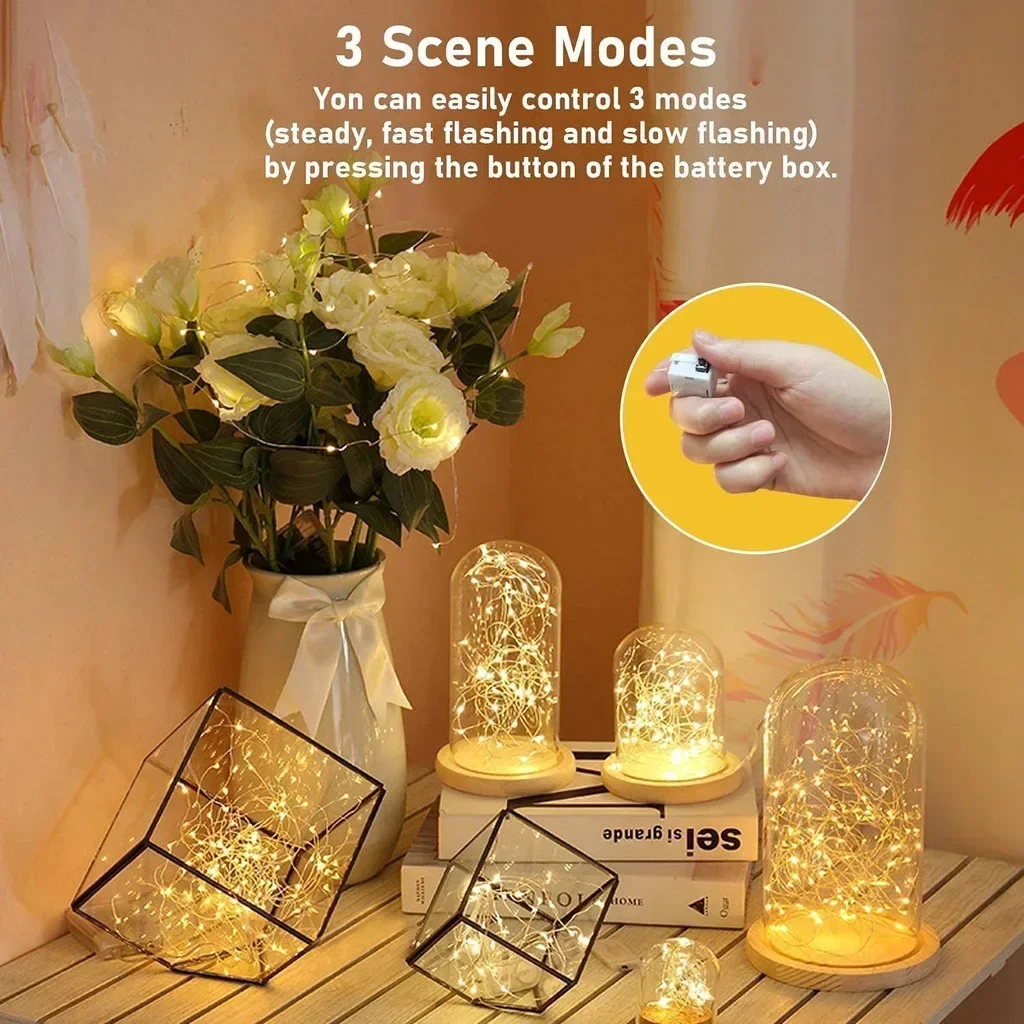 10Pcs 꽃줄 LED 요정 문자열 조명 배터리 배터리 야외 정원 요정 갈 랜드 램프 웨딩 파티 룸 장식 포함