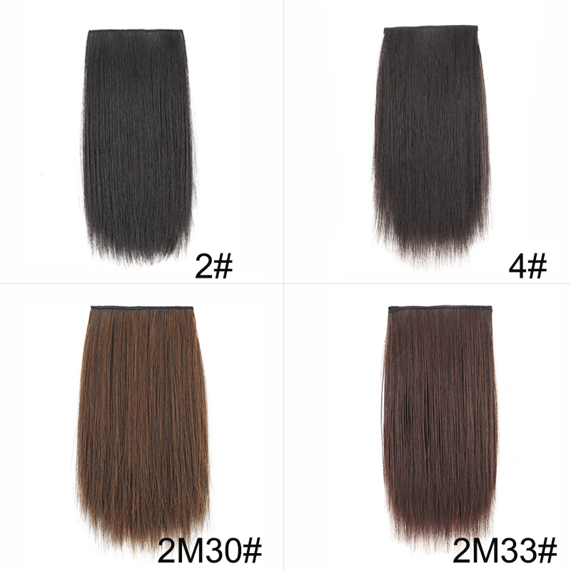 合成 10/20/30 センチメートルショートストレートヘアピース目に見えないクリップヘアトップサイドカバーヘアアクセサリー女性のための