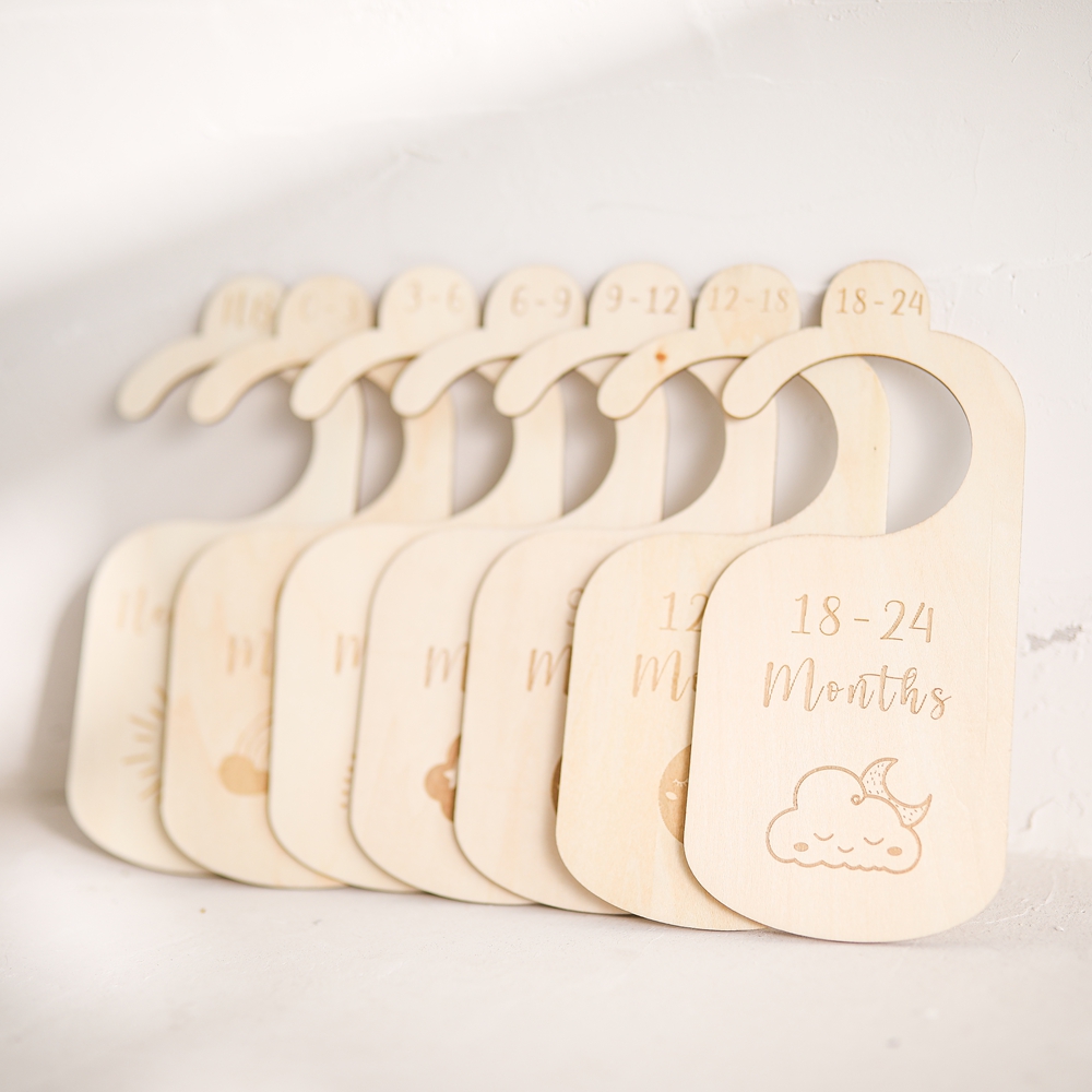 Перегородки для детского шкафа, деревянные карточки от 0 до 24 месяцев, органайзеры для гардероба от детского возраста, решения для хранения одежды, вещи, подарки для младенцев