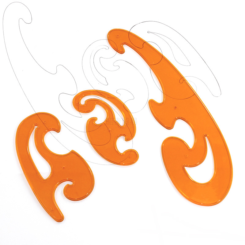 French curve ruler, a set of 3,5.3”, 6.3”, 12.6” curve board drawing template ruler three-piece animation animation sewing ruler