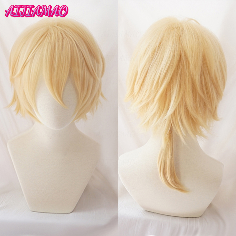Pelucas de Cosplay de Anime de pelo sintético resistente al calor Rubio corto Rin Len + código de seguimiento + gorro de peluca gratis