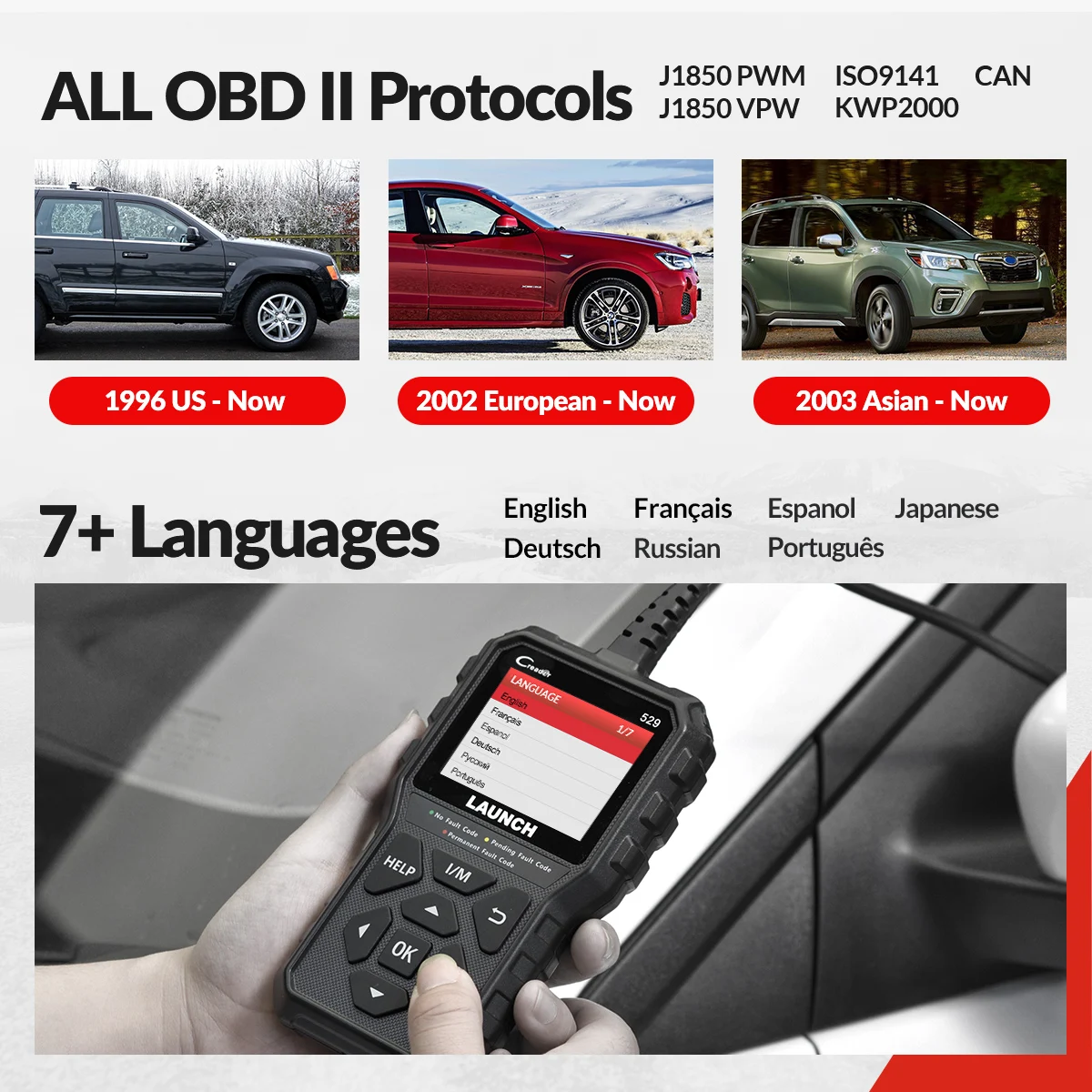 Nouveau launch Creader 529 OBD2 Scanner outil de Diagnostic automobile OBDII lecteur de Code Code défaut lire OBD Scan bricolage lecteur de Code CR529
