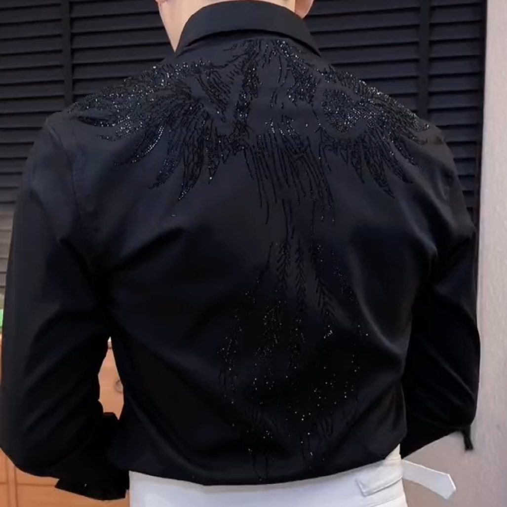 Camisa sedosa de manga comprida masculina, social juvenil, slim fit, confortável, lisa, nova, primavera, moda