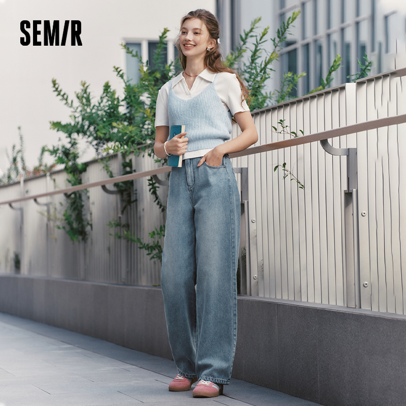 セミール-女性用フリース裏地付きワイドレッグジーンズ,地面までの長さのパンツ,香港スタイル,新しい冬,2022