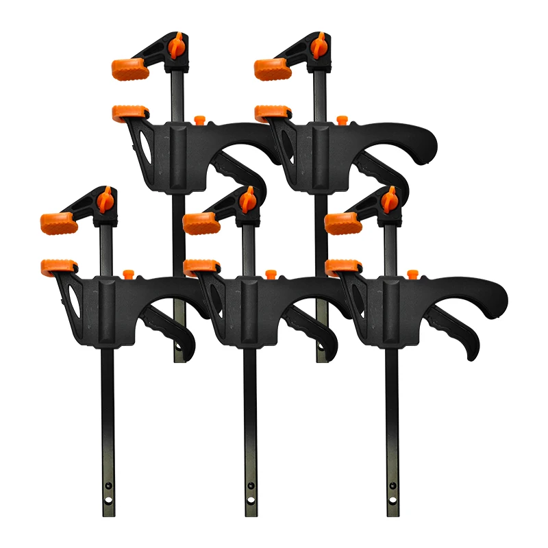 5pc Holzbearbeitung Mini 4 Zoll F Clamp Locator Nylon Schnelle Holzbrett Klemme Metall Feste Klemme Hand Werkzeug set