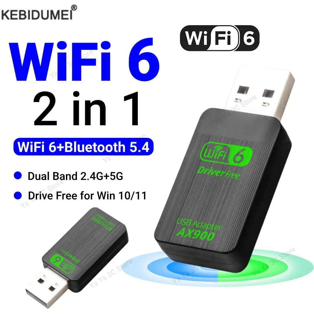 900 Мбит/с USB Wi-Fi Bluetooth 5.4 Адаптер 2в1 Dongle Двухдиапазонный 2,4G 5 ГГц USB Wi-Fi 6 Сетевая карта Wlan Приемник БЕСПЛАТНО
