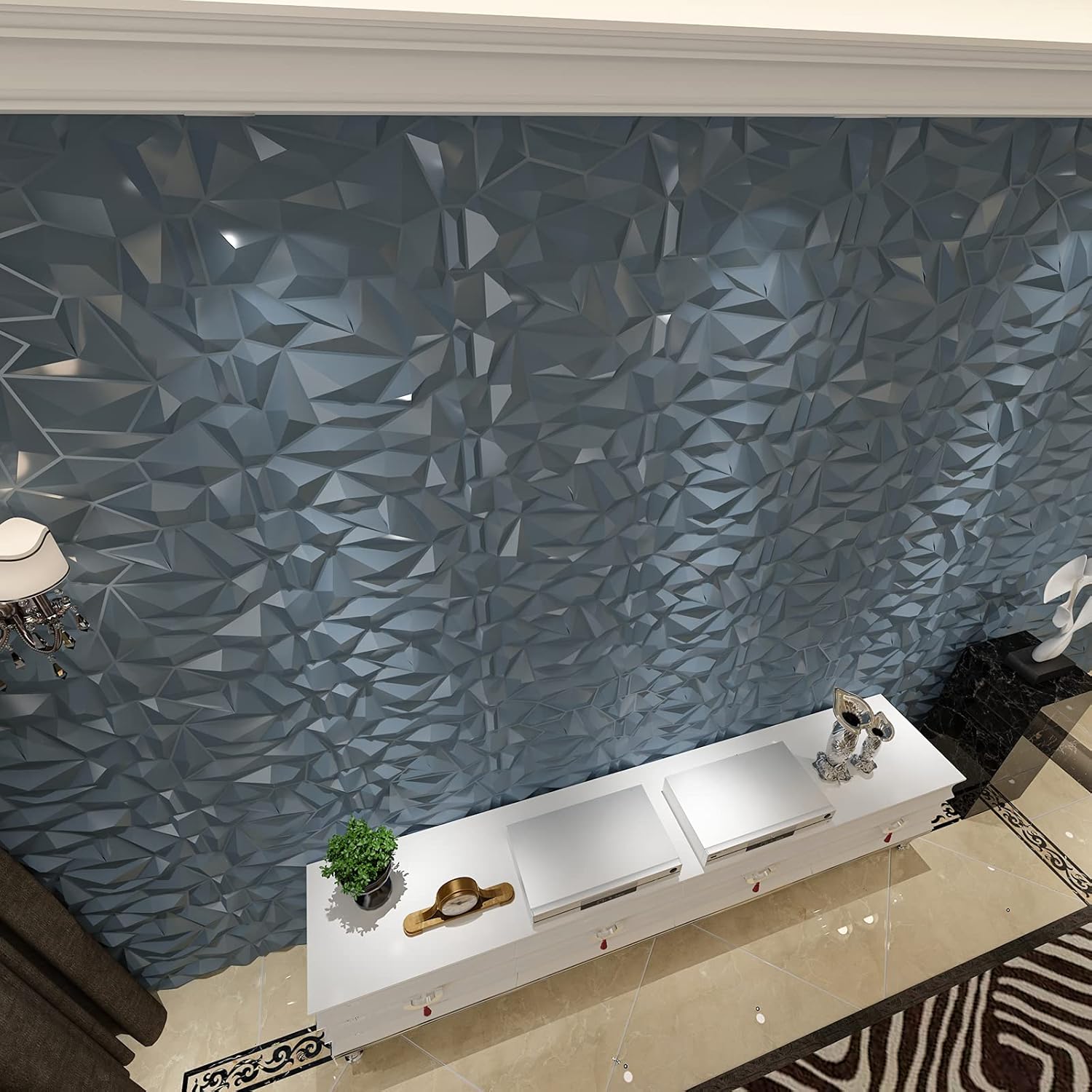 (Envío gratis) pared de PVC con diamante 3D dentado a juego, negro mate, para decoración interior residencial y comercial